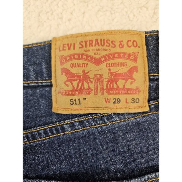 Levi's 511 Jeans Men's 29x30 Slim Straight Leg Blue Denim Distressed Medium Wash - Picture 16 of 16